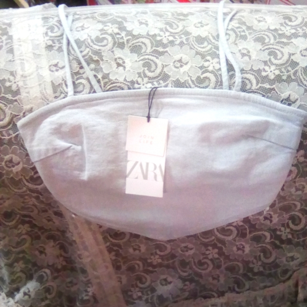 Zara Denim Bandana Crop Top. NEW with TAG. SIZE S